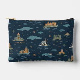 Vintage Travel Pattern Pouch Zubehörtasche