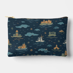 Vintage Travel Pattern Pouch Zubehörtasche