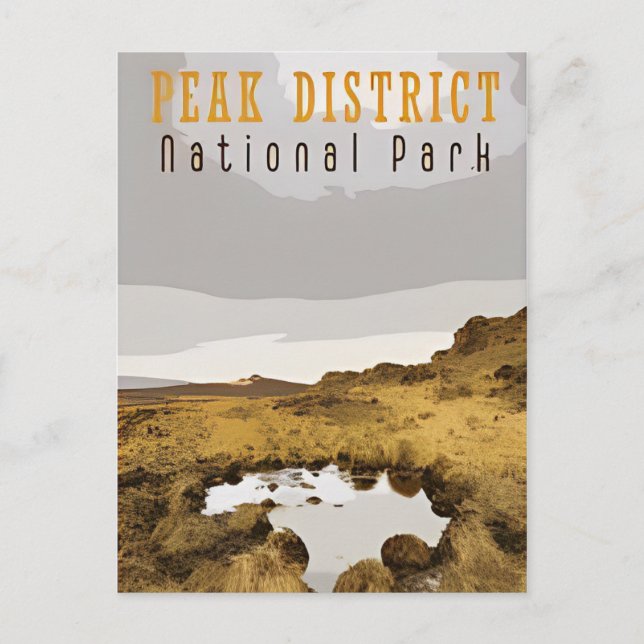 Vintage travel Peak District National Park England Postkarte (Vorderseite)