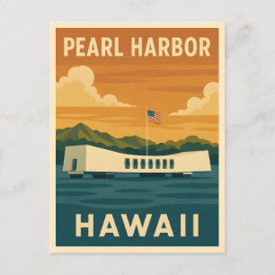 Vintage Travel Pearl Harbour Memorial Hawaii Retro Postkarte