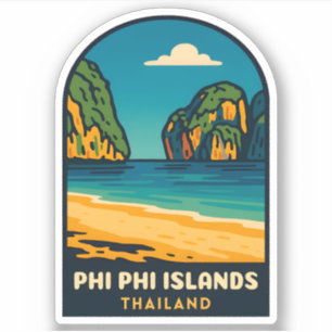 Vintage Travel Phi Phi Islands Thailand Beach Aufkleber