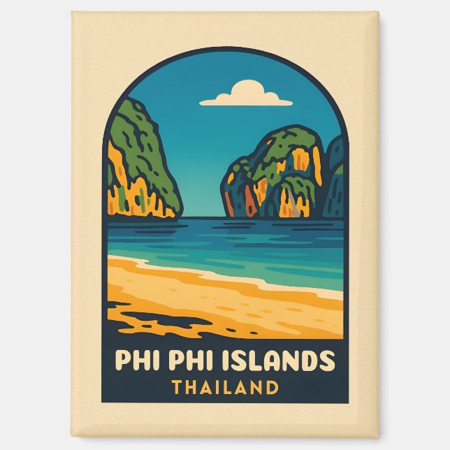 Vintage Travel Phi Phi Islands Thailand Beach Magnet (Vorderseite)