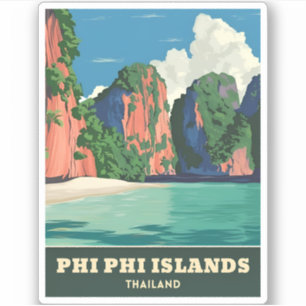 Vintage Travel Phi Phi Islands Thailand Küste Aufkleber