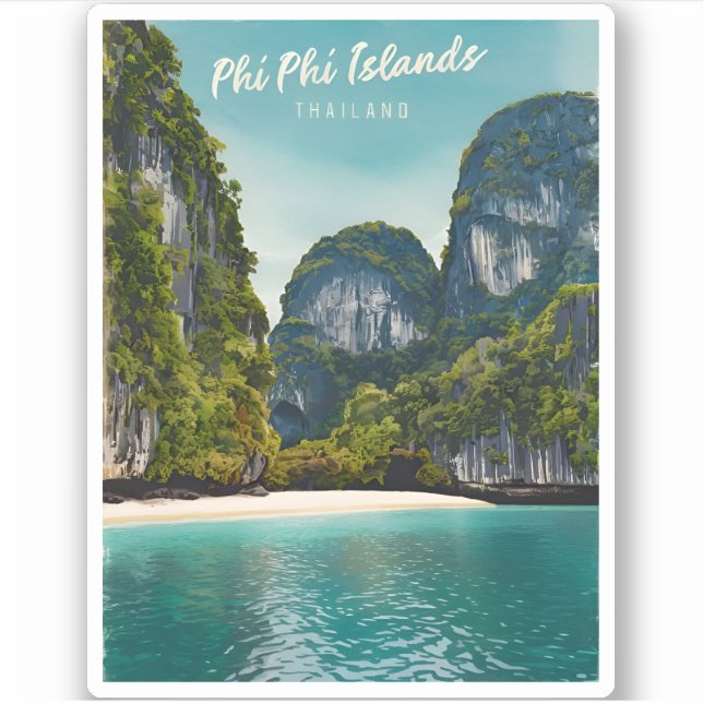 Vintage Travel Phi Phi Islands Thailand Retro Aufkleber (Vorderseite)