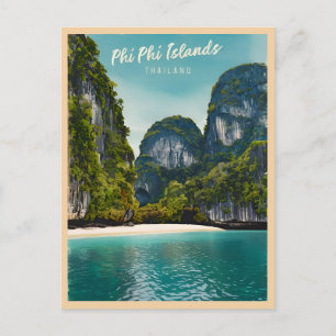 Vintage Travel Phi Phi Islands Thailand Retro Postkarte