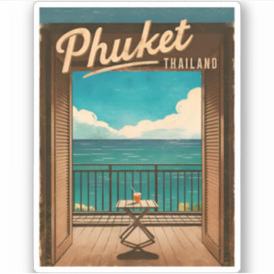 Vintage Travel Phuket Thailand Retro Landschaftlic Aufkleber