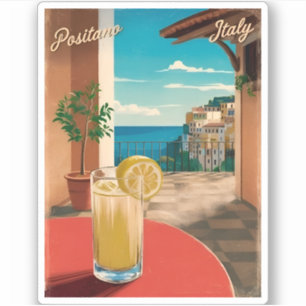 Vintage Travel Positano Italien Retro Landschaftli Aufkleber