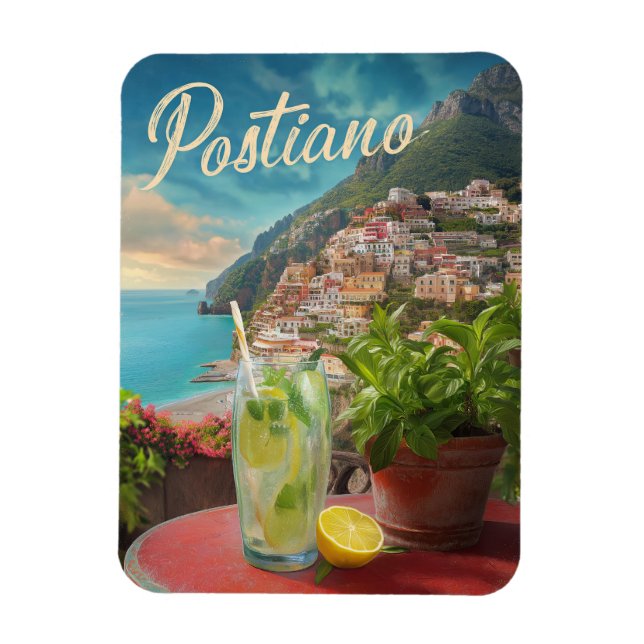 Vintage Travel Positano Italien Retro Landschaftli Magnet (Vertikal)