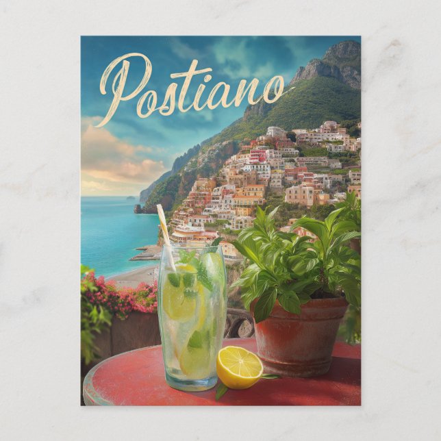 Vintage Travel Positano Italien Retro Landschaftli Postkarte (Vorderseite)