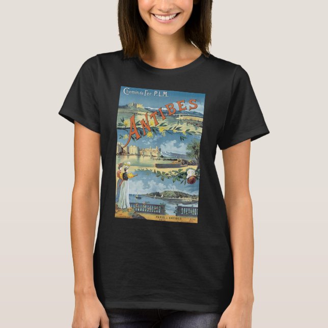 Vintage Travel Poster, Antibes, Frankreich T-Shirt (Vorderseite)