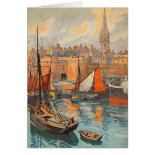 Vintage Travel Poster Art, Saint Malo, Frankreich