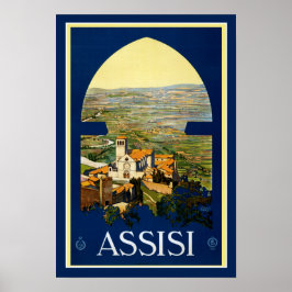 Vintage Travel Poster Assisi Italien