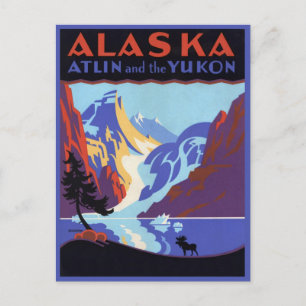 Vintage Travel Poster, Atlin und Yukon, Alaska Postkarte