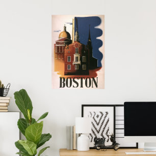 Vintage Travel Poster aus Boston, Massachusetts