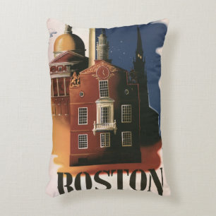 Vintage Travel Poster aus Boston, Massachusetts Dekokissen
