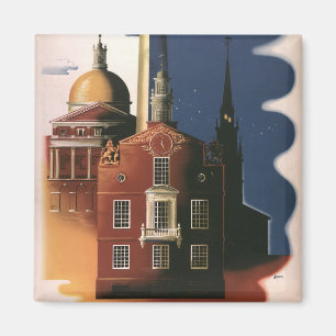 Vintage Travel Poster aus Boston, Massachusetts Magnet