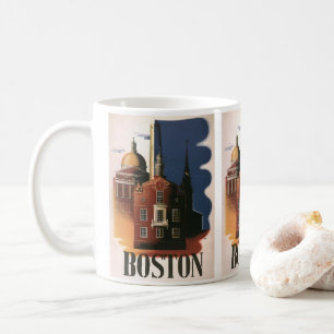 Vintage Travel Poster aus Boston, Massachusetts Tasse