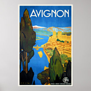 Vintage Travel Poster Avignon Frankreich