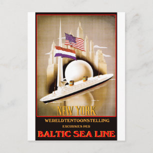 Vintage Travel Poster: Baltic Sea Line New York Postkarte
