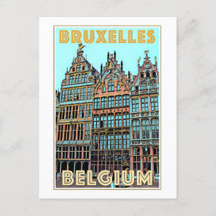 Vintage Travel Poster (Belgien, Postkarte
