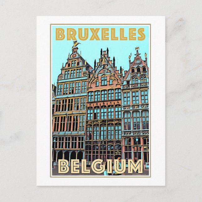 Vintage Travel Poster (Belgien, Postkarte (Vorderseite)
