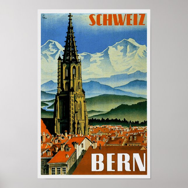 Vintage Travel Poster Bern Schweiz (Vorne)