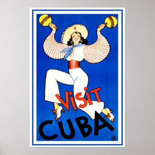 Vintage Travel Poster, Besuch Havanna Cuba, Maraca Poster