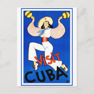 Vintage Travel Poster, Besuch Havanna Cuba, Maraca Postkarte