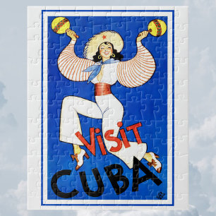 Vintage Travel Poster, Besuch Havanna Cuba, Maraca Puzzle
