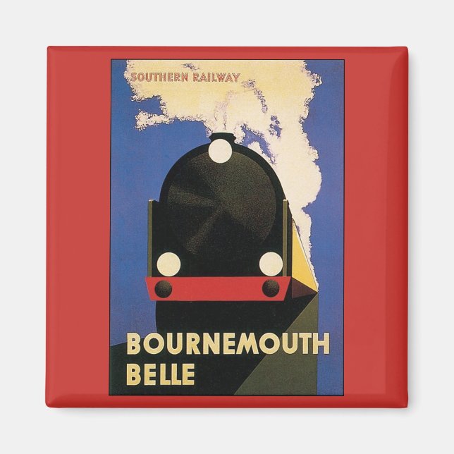 Vintage Travel Poster, Bournemouth Belle Train Magnet (Vorne)