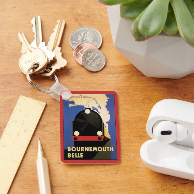 Vintage Travel Poster, Bournemouth Belle Train Schlüsselanhänger (Schreibtisch)