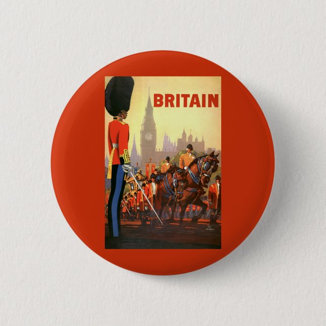 Vintage Travel Poster, Britische Königliche Garde Button (Vorderseite)