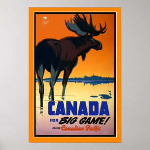 Vintage Travel Poster Canada Big Game