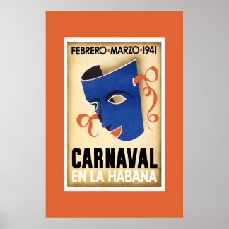 Vintage Travel Poster Carnaval Cuba En La Habana