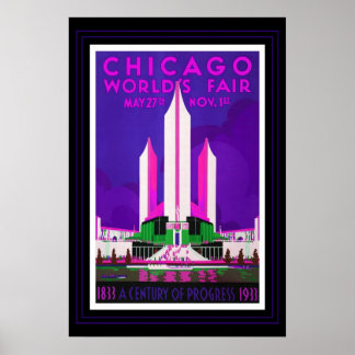 Vintage Travel Poster Chicago World Fair Recolour