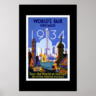 Vintage Travel Poster Chicago World's Fair 1934 2
