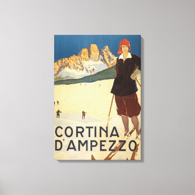 Vintage Travel Poster Cortina d'ampezzo, Italien Leinwanddruck (Vorderseite)