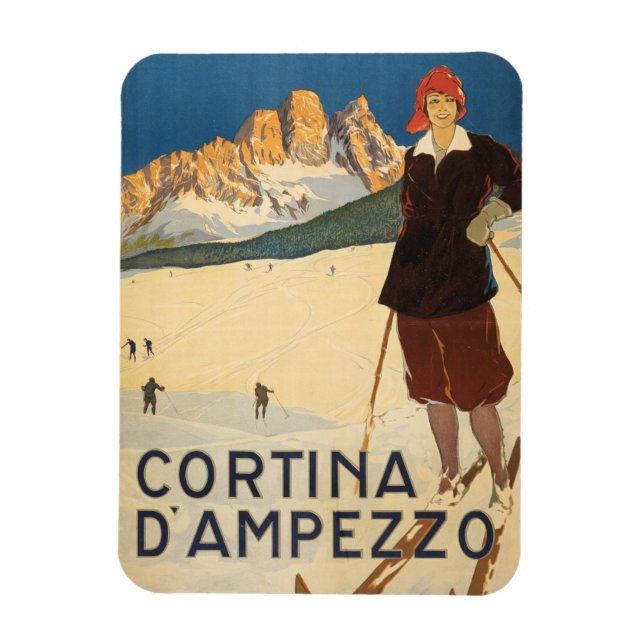 Vintage Travel Poster Cortina d'ampezzo, Italien Magnet (Vertikal)