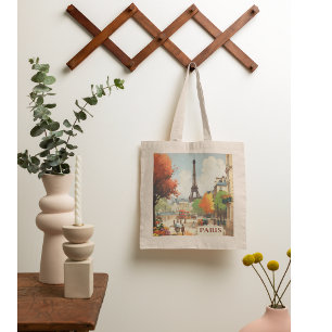 Vintage Travel Poster des Pariser Eifelturms Tragetasche