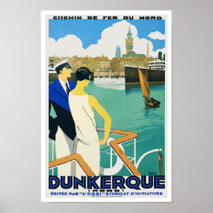 Vintage Travel Poster Dunkerque Hafen Frankreich