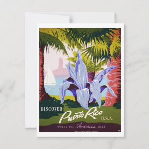 Vintage Travel Poster, Entdecken Sie Puerto Rico!