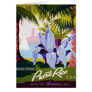 Vintage Travel Poster, Entdecken Sie Puerto Rico!
