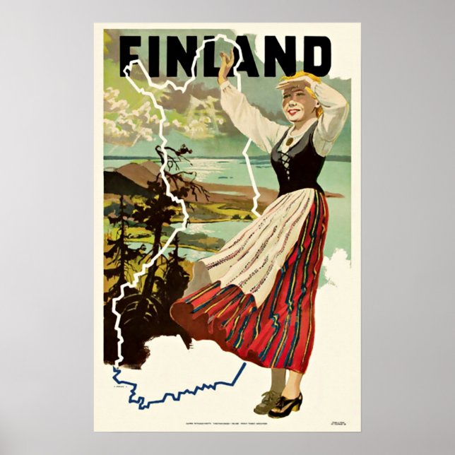 Vintage Travel Poster Finnland (Vorne)