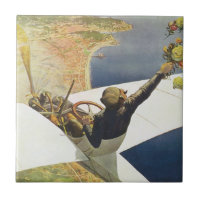 Vintage Travel Poster, Flugzeug über Nizza Frankre