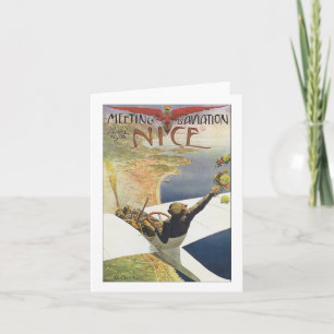 Vintage Travel Poster, Flugzeug über Nizza Frankre Karte