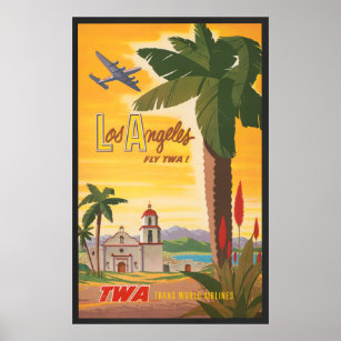 Vintage Travel Poster, Fly Twa nach Los Angeles Poster