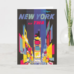 Vintage Travel Poster, Fly Twa, New York Karte