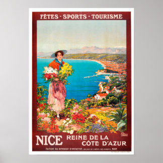 Vintage Travel Poster - Frankreich Nice Cote d'Azu