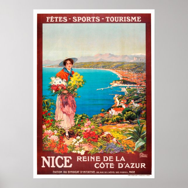 Vintage Travel Poster - Frankreich Nice Cote d'Azu (Vorne)