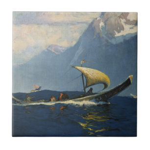 Vintage Travel Poster für Alaska Nordpazifik Fliese